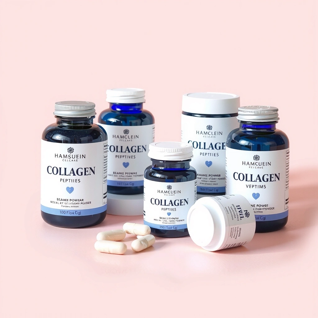 Female skincare supplements featuring collagen and beauty vitamins